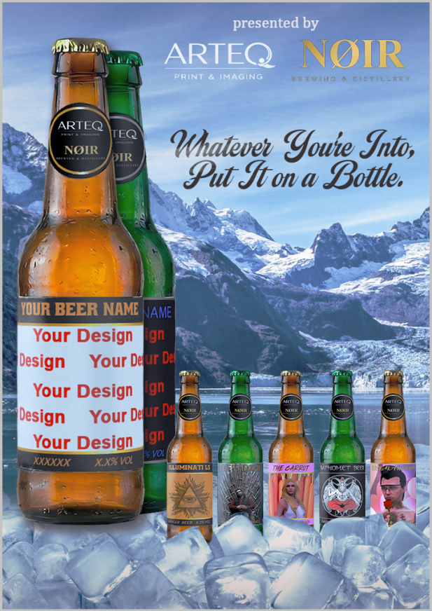 NØIR custom beer ordering advertisement